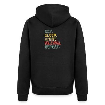 Eat Sleep Anime Volleyball Repeat Fußball Geschenk - Unisex Premium Bio Zip Hoodie - Schwarz - Hinten - Nico (187cm)