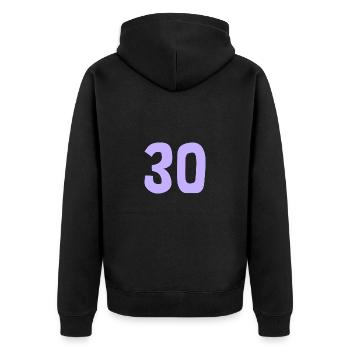 30. 30 YEARS. 30th ANNIVERSARY. 30TH ANNIVERSARY. - Unisex Premium Organic Zip Hoodie - black - Back - Nico (187cm)