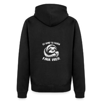 Süßes schläfriges Faultier cool bleiben - Unisex Premium Bio Zip Hoodie - Schwarz - Hinten - Nico (187cm)