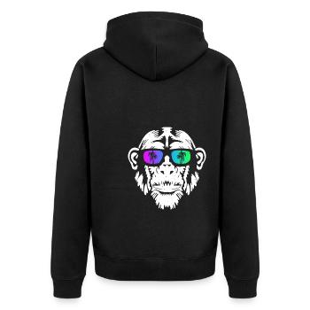 Monkey Affe Urlaub Sonnenbrille Gute Laune Musik A - Unisex Premium Bio Zip Hoodie - Schwarz - Hinten - Nico (187cm)