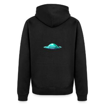Alien in flying saucer - Unisex Premium Organic Zip Hoodie - black - Back - Nico (187cm)