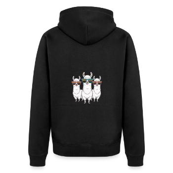 Cool alpacas with sunglasses - Unisex Premium Organic Zip Hoodie - black - Back - Nico (187cm)
