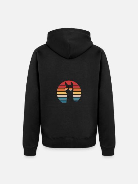 Cool alpaca with sunglasses - Unisex Premium Organic Zip Hoodie - black