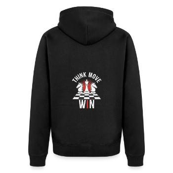 Think Move Win Chess Player - Unisex Premium Organic Zip Hoodie - black - Back - Nico (187cm)