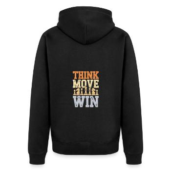 Think Move Win Chess Player - Unisex Premium Organic Zip Hoodie - black - Back - Nico (187cm)