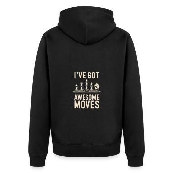 Lustiges Schach Schachspieler - Unisex Premium Bio Zip Hoodie - Schwarz - Hinten - Nico (187cm)