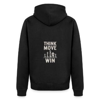 Think Move Win Chess Piece - Unisex Premium Organic Zip Hoodie - black - Back - Nico (187cm)
