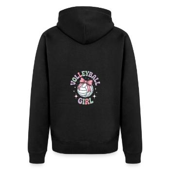 Volleyball Girl Volleyballer - Unisex Premium Bio Zip Hoodie - Schwarz - Hinten - Nico (187cm)