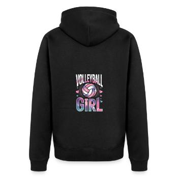 Volleyball Girl Volleyballer - Unisex Premium Bio Zip Hoodie - Schwarz - Hinten - Nico (187cm)