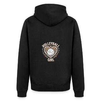Volleyball Girl Volleyballer - Unisex Premium Bio Zip Hoodie - Schwarz - Hinten - Nico (187cm)