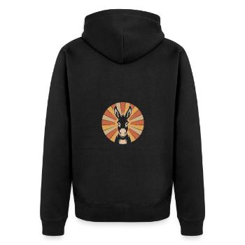 Esel - Unisex Premium Bio Zip Hoodie - Schwarz - Hinten - Nico (187cm)
