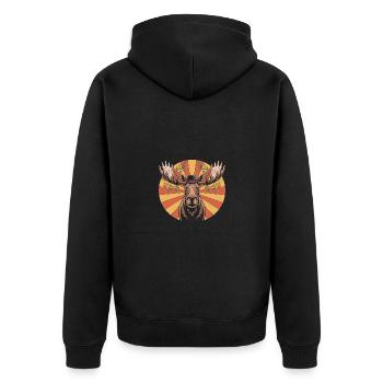 Elch Tier - Unisex Premium Bio Zip Hoodie - Schwarz - Hinten - Nico (187cm)