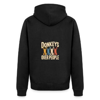 Esel Lustiger Spruch - Unisex Premium Bio Zip Hoodie - Schwarz - Hinten - Nico (187cm)
