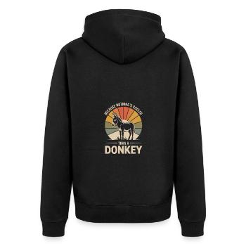 Lustiger Spruch Esel Tier - Unisex Premium Bio Zip Hoodie - Schwarz - Hinten - Nico (187cm)