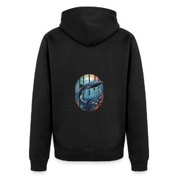 Walhai Meeresbewohner Hai Meer Ozean - Unisex Premium Bio Zip Hoodie - Schwarz - Hinten - Nico (187cm)