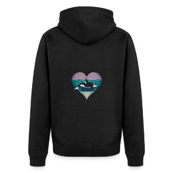Orca Herz Orca Wal Schwertwal Killerwal Meer - Unisex Premium Bio Zip Hoodie - Schwarz - Hinten - Nico (187cm)