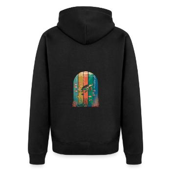 Wasserschildkröte Meeresbewohner Schildkröte - Unisex Premium Bio Zip Hoodie - Schwarz - Hinten - Nico (187cm)