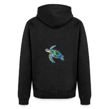 Schildkröte Meeresbewohner Ozean - Unisex Premium Bio Zip Hoodie - Schwarz - Hinten - Nico (187cm)