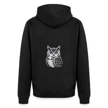 Eule - Unisex Premium Bio Zip Hoodie - Schwarz - Hinten - Nico (187cm)