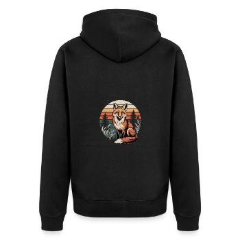 Fuchs Wald Natur - Unisex Premium Bio Zip Hoodie - Schwarz - Hinten - Nico (187cm)
