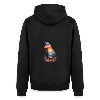 Fox Forest Animal Nature - Unisex Premium Organic Zip Hoodie - black - Back - Nico (187cm)