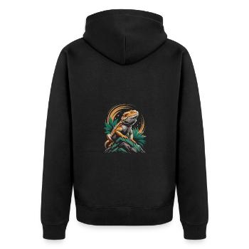 dragon barbu reptile lézard - Veste à capuche bio Premium Unisexe - noir - Dos - Nico (187cm)
