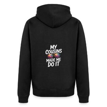 Cousins Cousin Cousine Familienfeier - Unisex Premium Bio Zip Hoodie - Schwarz - Hinten - Nico (187cm)
