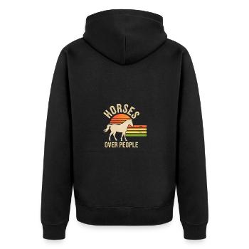 Funny equestrian saying rider horse - Unisex Premium Organic Zip Hoodie - black - Back - Nico (187cm)