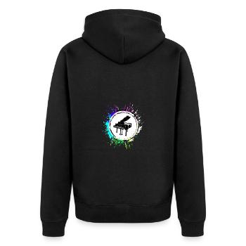 Klavier musik - Unisex Premium Bio Zip Hoodie - Schwarz - Hinten - Nico (187cm)