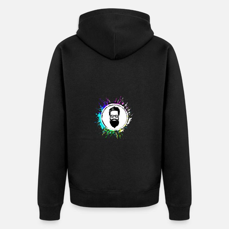 Face beard icon - Unisex Premium Organic Zip Hoodie - black