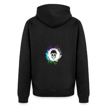 Totenkopf kopf icon - Unisex Premium Bio Zip Hoodie - Schwarz - Hinten - Nico (187cm)