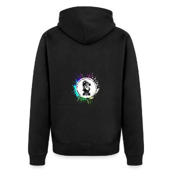 Pferd Schachfigur - Unisex Premium Bio Zip Hoodie - Schwarz - Hinten - Nico (187cm)