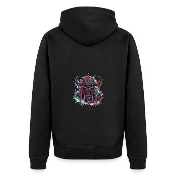Viking Odin Skeleton - Unisex Premium Organic Zip Hoodie - black - Back - Nico (187cm)