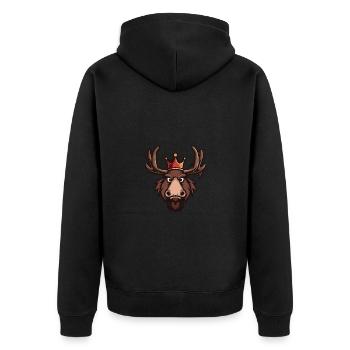 Moose Head Crown - Unisex Premium Organic Zip Hoodie - black - Back - Nico (187cm)