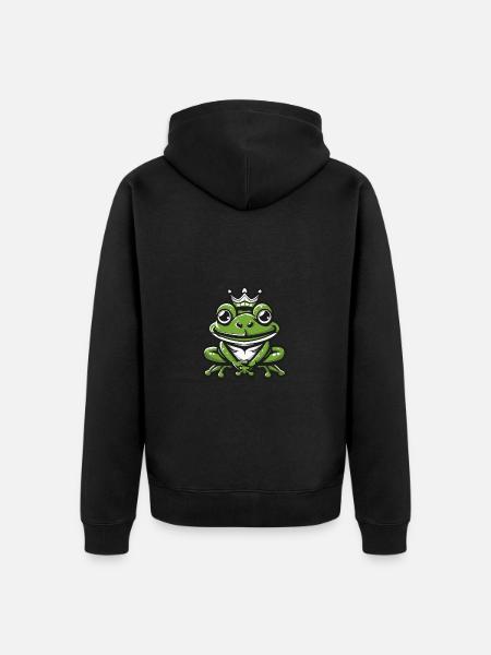 Frosch Krone - Unisex Premium Bio Zip Hoodie - Schwarz