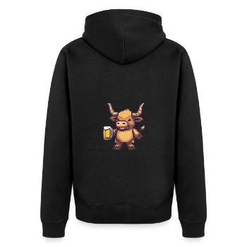 Stier Bier Pixel - Unisex Premium Bio Zip Hoodie - Schwarz - Hinten - Nico (187cm)