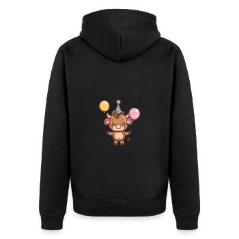 Stier Geburtstag Comic - Unisex Premium Bio Zip Hoodie - Schwarz - Hinten - Nico (187cm)