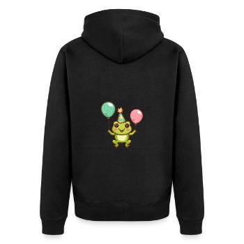 Frog Birthday Comic - Unisex Premium Organic Zip Hoodie - black - Back - Nico (187cm)