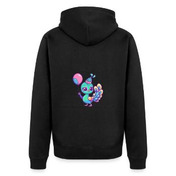 Pfau Vogel Geburtstag Comic - Unisex Premium Bio Zip Hoodie - Schwarz - Hinten - Nico (187cm)