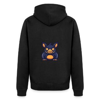 Schwein Halloween Lustig Wildschwein - Unisex Premium Bio Zip Hoodie - Schwarz - Hinten - Nico (187cm)