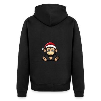 Monkey Christmas Cute - Unisex Premium Organic Zip Hoodie - black - Back - Nico (187cm)