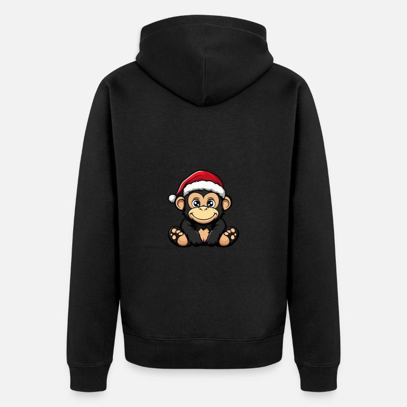 Singe Noël Mignon - Veste à capuche bio Premium Unisexe - noir