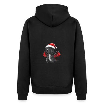 Drache Weihnachten Niedlich - Unisex Premium Bio Zip Hoodie - Schwarz - Hinten - Nico (187cm)