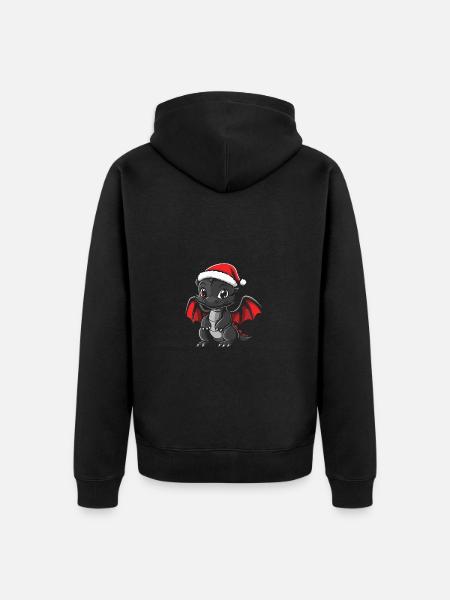 Dragon Christmas Cute - Unisex Premium Organic Zip Hoodie - black