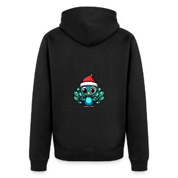 Pfau Vogel Weihnachten Niedlich - Unisex Premium Bio Zip Hoodie - Schwarz - Hinten - Nico (187cm)