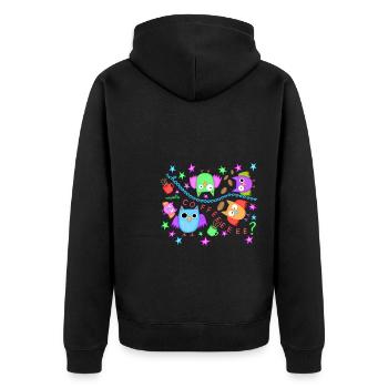 Kaffee Eulen lustig Eule Müde Koffein Büroleben - Unisex Premium Bio Zip Hoodie - Schwarz - Hinten - Nico (187cm)