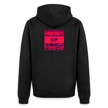 Besitz von Amelie - Unisex Premium Bio Zip Hoodie - Schwarz - Hinten - Nico (187cm)
