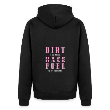 Dirt Track Racing - Unisex Premium Bio Zip Hoodie - Schwarz - Hinten - Nico (187cm)