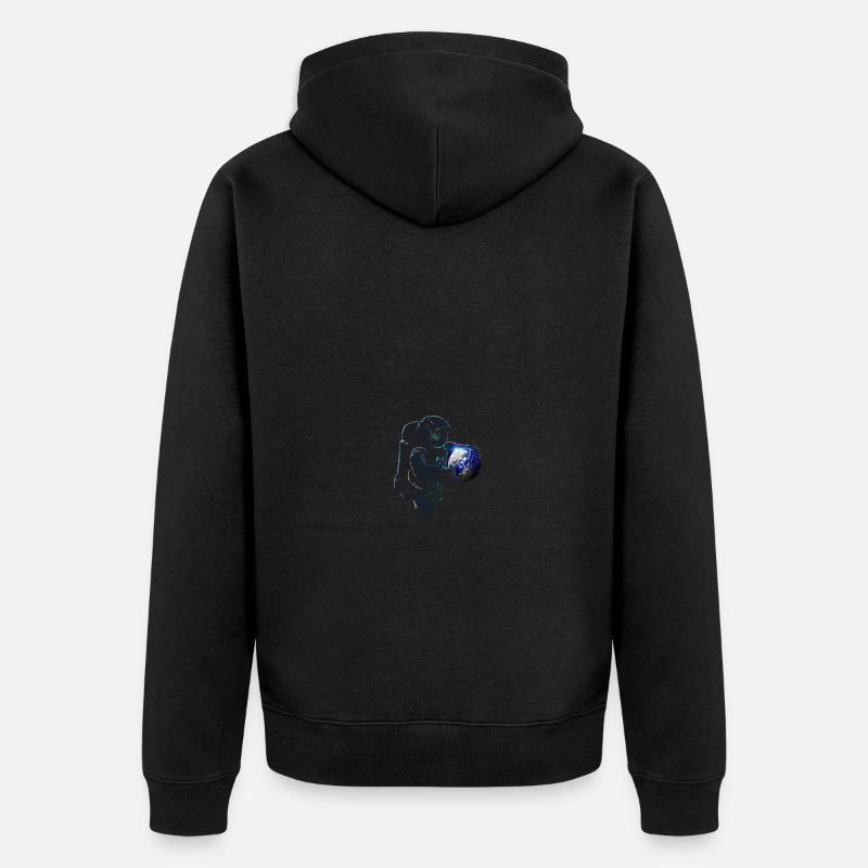 astronaute avec la Terre - Veste à capuche bio Premium Unisexe - noir