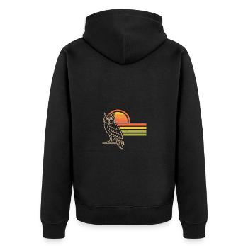 Vintage Eule - Unisex Premium Bio Zip Hoodie - Schwarz - Hinten - Nico (187cm)
